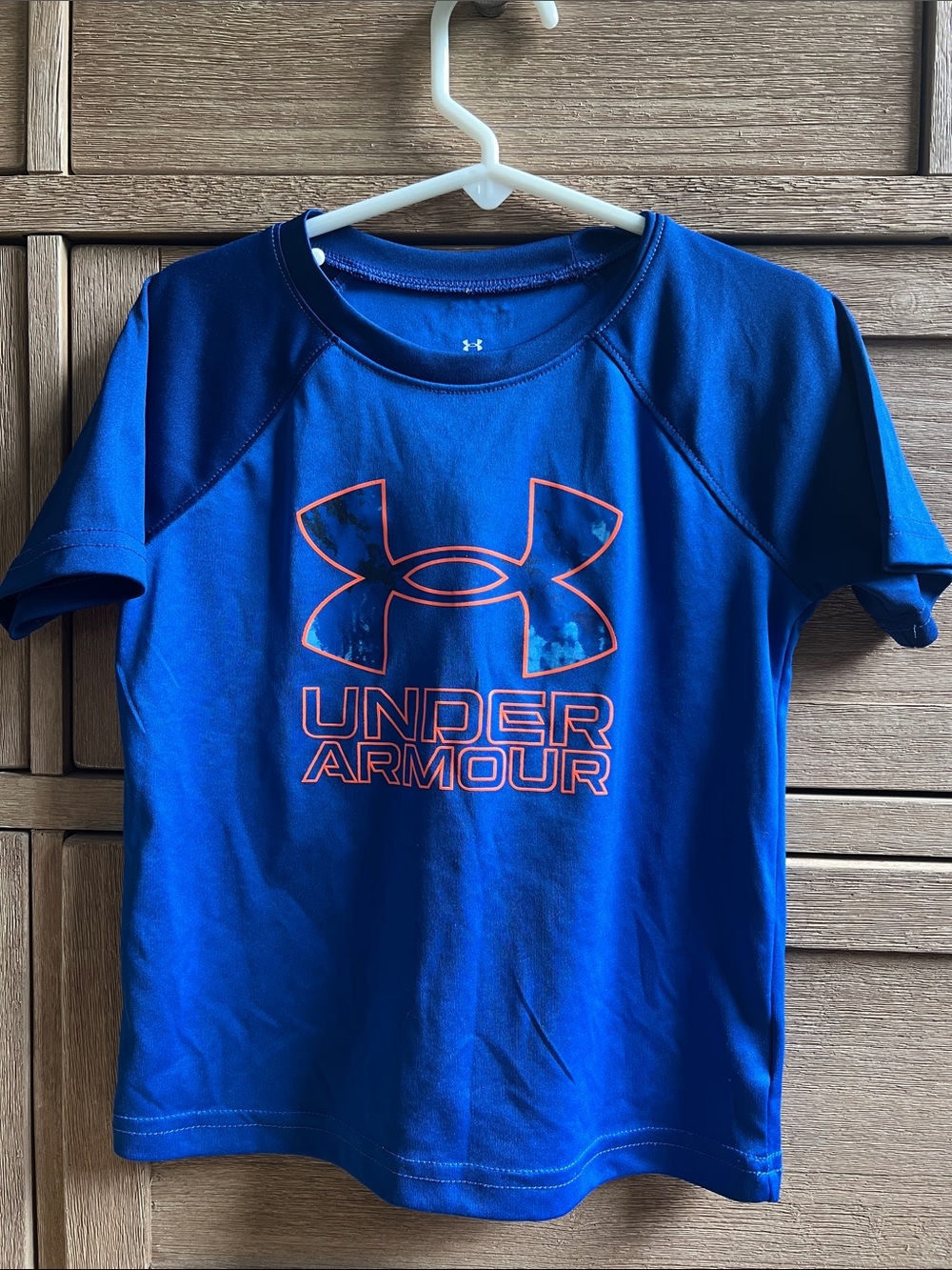 Under Armour Royal Blue Tee with Neon Orange Logo